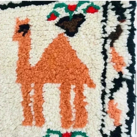 Rare Vintage Wool Wall Hanging Tapestry Lamas Animal Print - Picture 4 of 7